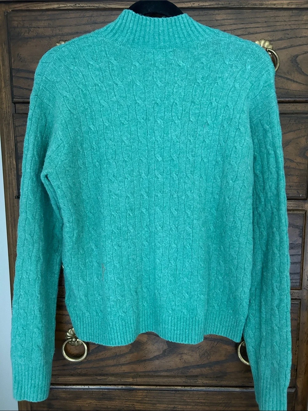 J. Crew Extra Soft Cable Knit Mock Neck Sweater in Teal, Size M